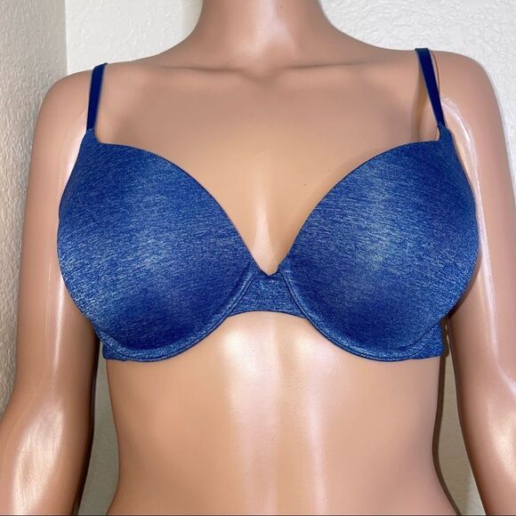 Blue Victoria's Secret bra padded underwire push up bra SZ 32D - Picture 7 of 7